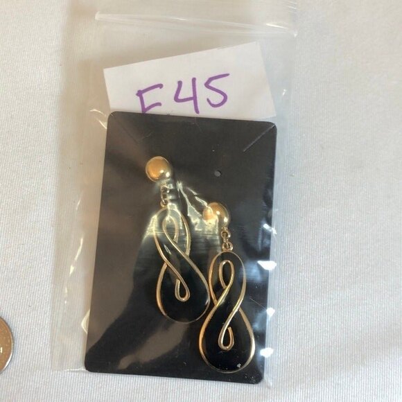 Morgan Taylor Infinity Pierced Dangle Earrings Black & Gold - Picture 5 of 6